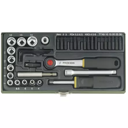 Hylsysarja 1/4" 39-osaa magneetilla - Hylsysarjat - 23070 - 1