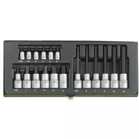 Hylsysarja 1/4" ja 1/2" kuusiokolo 18-osaa - Hylsysarjat - 23100 - 2