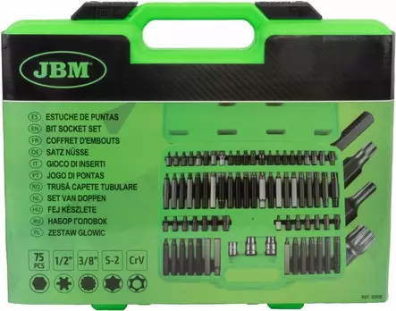 JBM 10MM KUUSIOKOLO, TORX, XZN,RIBE RUUVAUSKÄRKISARJA 75 OSAA - Hylsysarjat - 50-52550 - 2