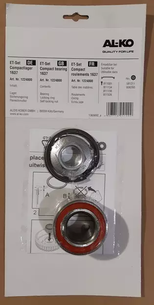 Kompaktilaakeri pakkaus 60x30, 1637 laakeri, lukkorengas ja mutteri - Peräkärryn laakerit ja tiivisteet - 1224800 - 1