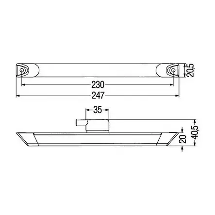 Seisontavalo taka, LED Pit.247mm kork 20,5mm rv 230 mm - Peräkärryn peruutus- ja takasumuvalot - 0900620 - 2