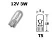 Polttimo 12V 3W T5 Lasikanta - Auton polttimot - 12520 - 1