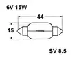 Polttimo Safra 6V 15W 15x43 - Auton polttimot - 6850 - 1