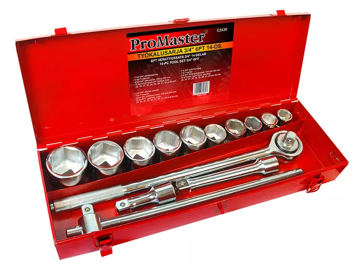 14 osainen Työkalusarja 3/4" vääntiöllä - Hylsysarjat - C2430 - 2