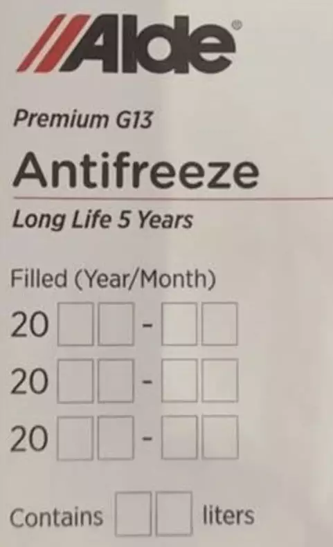 Alde Antifreeze-tarra - Alde nestekaasulämmittimet ja tarvikkeet - 4070130 - 1