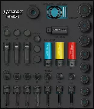 Hazet 163-612/40 1/2" + 3/4" voimahylsysarja 40 osaa - Vannehylsyt ja momenttisauvat - HAZ163-612-40 - 1