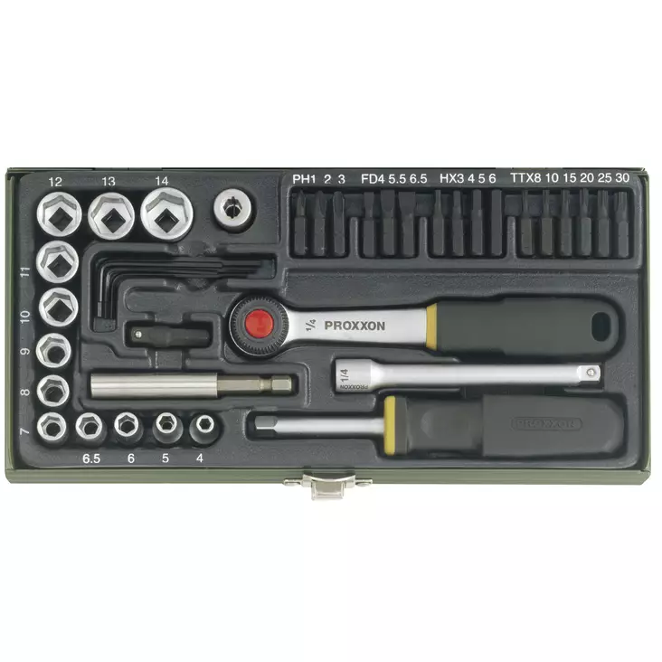 Hylsysarja 1/4" 39-osaa magneetilla - Hylsysarjat - 23070 - 1