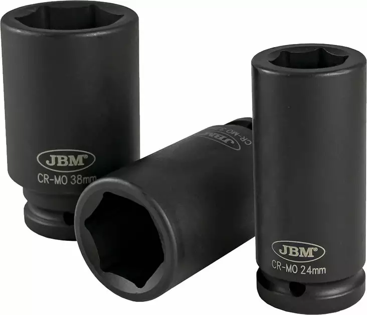 JBM 3/4" 6-kulma pitkä voimahylsysarja 24-38mm 8 osaa - Hylsysarjat - 50-53470 - 1