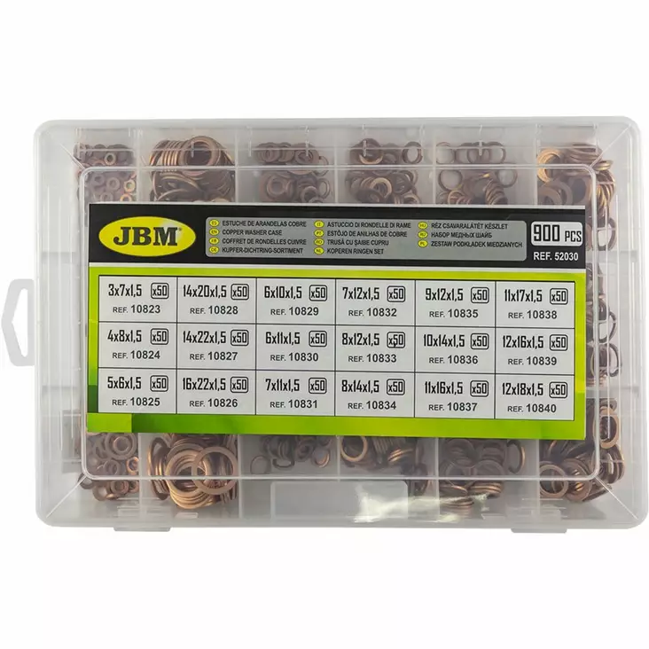 JBM kuparitiivistelajitelma 3-16mm 900 osaa - Pientarvikevalikoimat - 50-52030 - 1