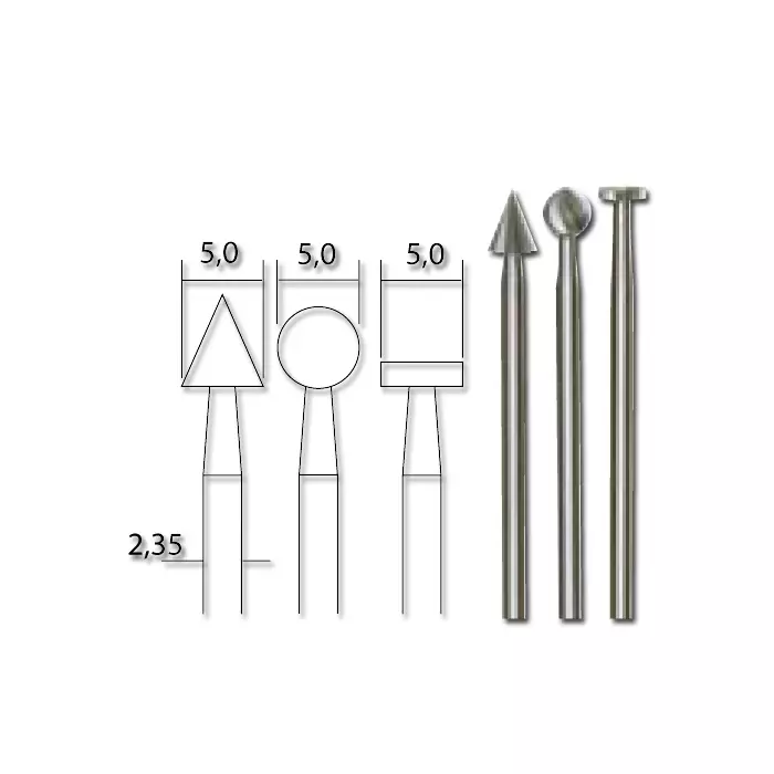 Jyrsintäpuikkosarja 5,0 mm 3-osaa - Micromot poraus- ja jyrsintäterät - 28720 - 1