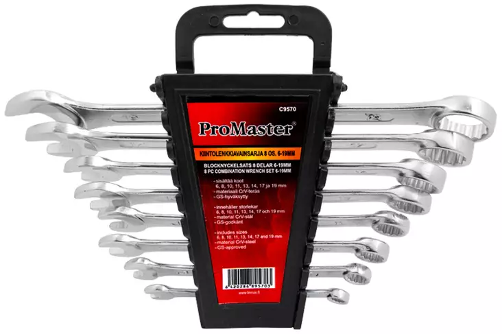 Kiintolenkkiavainsarja 8-os. 6-19mm - Jako- ja lenkkiavaimet - C9570 - 1