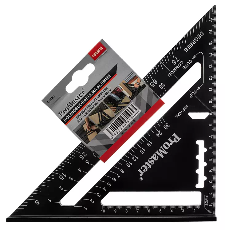 KOLMIOSUORAKULMA ALU 180MM - Mitat - C1460 - 1