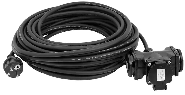 Kumijatkojohto 20 m 3-pistoketta - Sähkökelat ja johdot - J30320 - 2