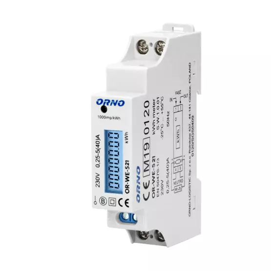 KWh-mittari 1-vaihe digitaalinen40A Orno 116x17,5x62mm, DIN aukkoon - Karavaanarin tärkeimmät tarvikkeet - 1000290 - 1