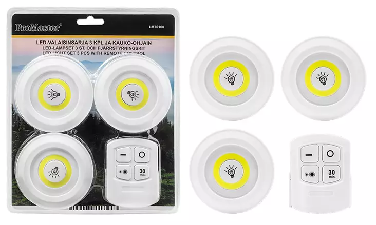 LED valaisinsarja 3+1-osaa kauko-ohjain - Taskulamput - LM70100 - 1