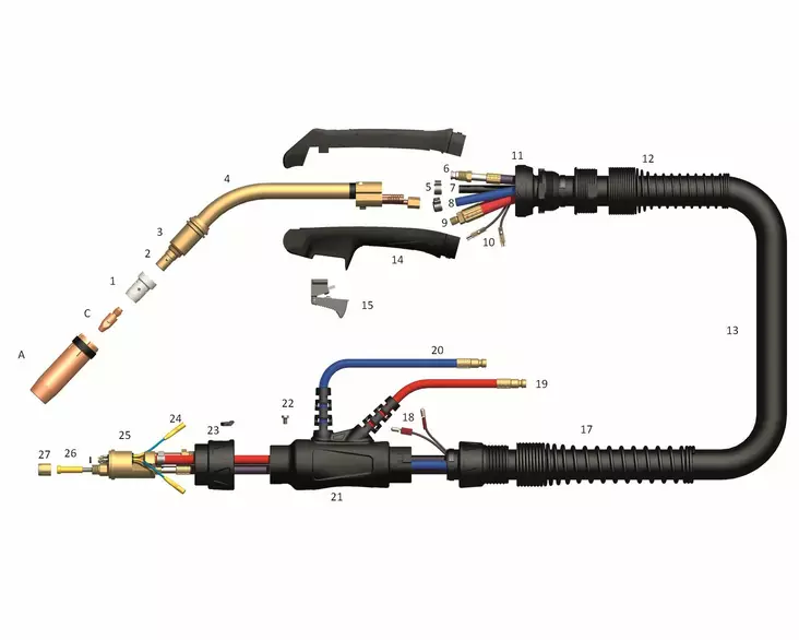MIG poltin 500AW 4m - MIG/MAG-polttimet ja kulutusosat - WA63100 - 1