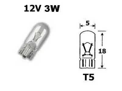 Polttimo 12V 3W T5 Lasikanta - Auton polttimot - 12520 - 1