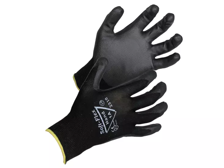 Soft-Flex ohut polyuretaanipinoitettu nylon musta työhanska koko 7 - Kesätyöhanskat - 2310-7 - 1