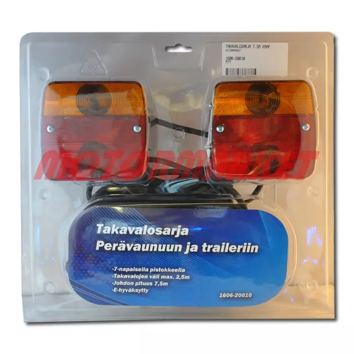 Takavalosarja 7,5 m johto - Peräkärryn takavalot - 1606-20010 - 1