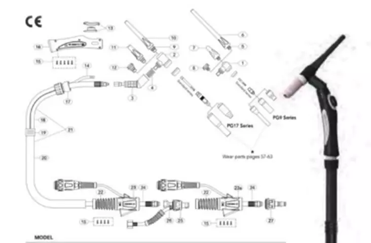 TIG POLTIN 150A-4M - TIG-polttimet ja kulutusosat - WA65760 - 1