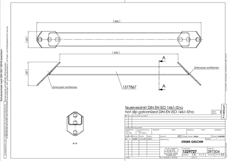 Viistopalkkisarja AMC 436mm/606mm 1329727 - Vetokoukkusarjat retki- ja asuntoautoon - 1564600 - 1