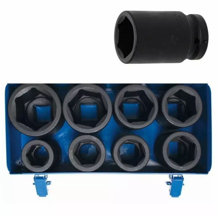 Voimahylsysarja kuusiokanta pitkä 25 mm 1" 27 - 50 mm 8-osaa - POISTO - BGS-5500 - 1