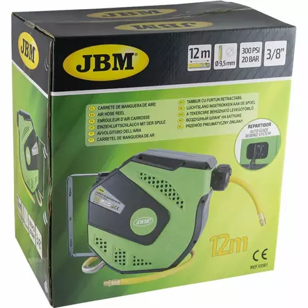 JBM Ø9,5mm paineilmaletkukela 12m 3/8" ulkokierre - Paineilmaletkut ja -kelat - 50-53581 - 2