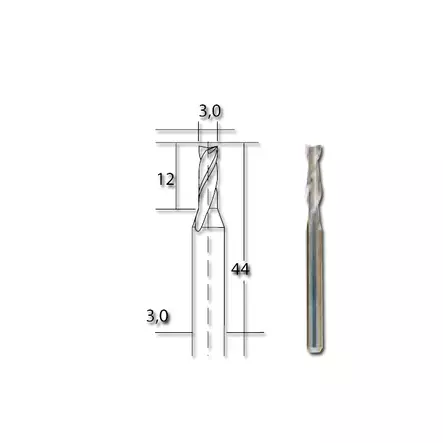 Kovametallijyrsinterä, Ø 3,0 mm - Micromot poraus- ja jyrsintäterät - 28761 - 1