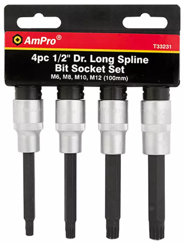 4 osainen pitkä XZN-Kärkihylsysarja 1/2" vääntiöllä - Hylsysarjat - T33231 - 2