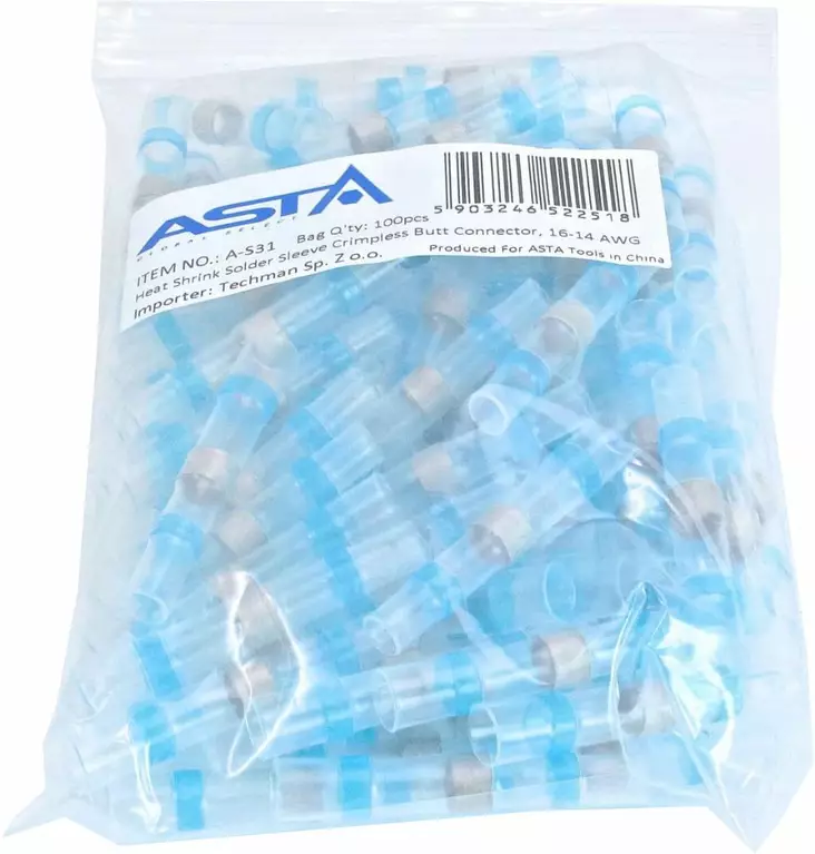 ASTA KUTISTE JATKOLIITINTINALLA 100KPL SININEN,1.0- 2.5MM²/ 2.3-4.5MM - Kutisteliittimet - ASTA-S31 - 1
