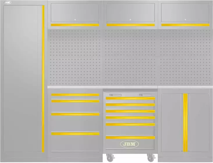 JBM työasemakokoonpanon 50-54327 alumiiniset värikahvat väri keltainen - Kalustekokonaisuudet - 50-17851 - 1