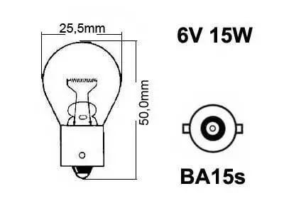 Polttimo 6V 15W BA15S - Auton polttimot - 6401 - 1