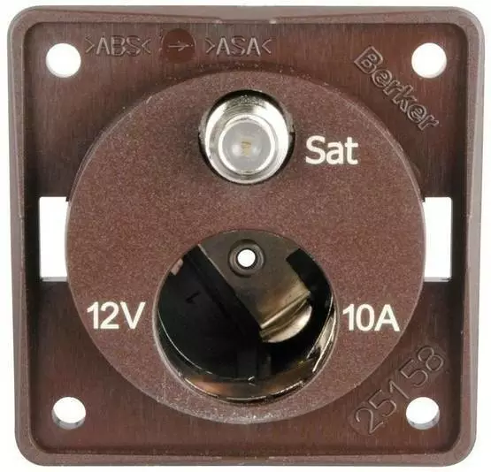 Rasia upot. 12V + SAT ruskea 12-24V, max. 10A, F-liitin - Sähkörasiat ja pistokkeet - 945722501 - 1