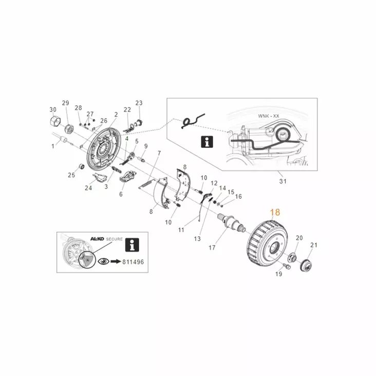 Säätövipu oikea AL-KO automaatti jarruille - Peräkärryn jarruvaraosat - 1651291 - 1