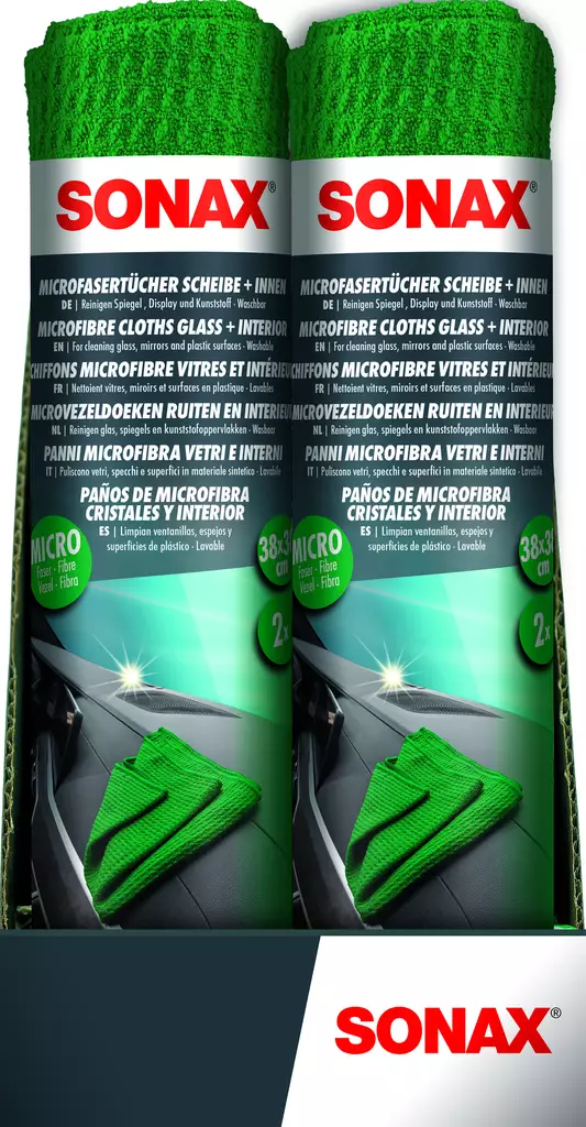 SONAX Mikrokuituliina ikkuna- ja peilipinnoille 2-pack - Auton Pesuvälineet - SO498441 - 1