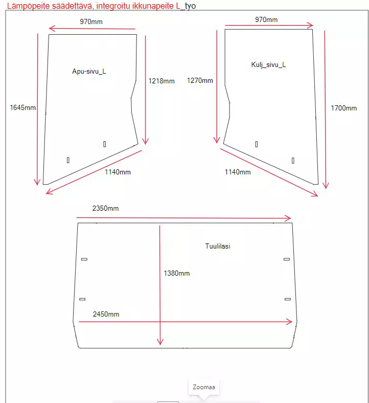Termopeite L retkiautoon tai asuntoautoon säädettävä tuulilasiin - Thermopeitot ja lämpöpeitteet - TSLP31 - 1