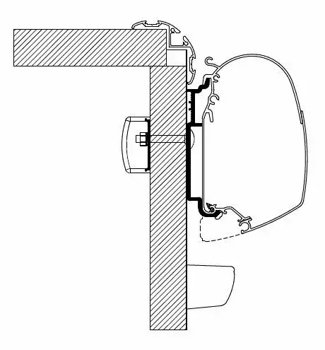 Thule markiisikiinnike Knaus 2x17,5 cm+2x4 cm Omnistor 5200 - Seinäkiinnikkeet markiisiin - 301681 - 1