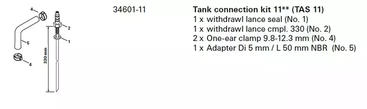Truma liitossarja 11 polttoainesäiliöön, Combi D -F- - Ilmakeskuslämmityksen asennustarvikkeet - 34601-11 - 1