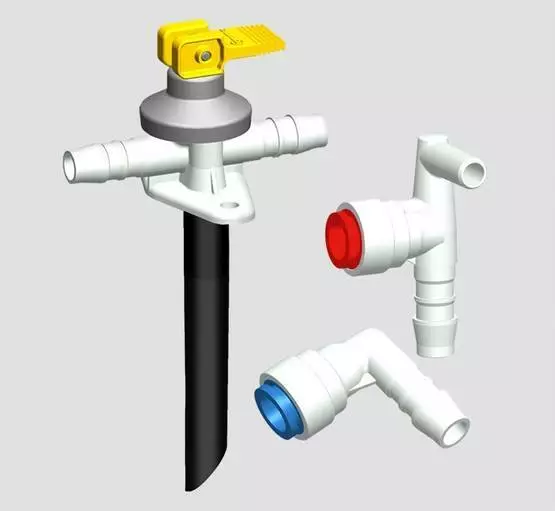 Vesiliitossarja Truma Boiler Tyhjennysventtiili ja letkukarat - Lämmityslaitteiden asennustarvikkeet - 70400-01 - 1