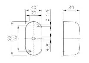 Äärivalo pu/va ovaali painettava lasi 90x40 mm 68 mm - Äärivalot - 09003362 - 2