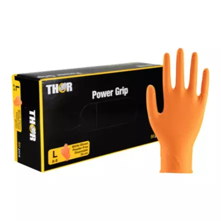 Kertakäyttökäsine Thor Power Grip nitriili L oranssi - Nitriilikäsineet - 107322 - 1