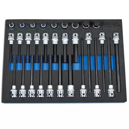 Kuusiokolokärkisarja 1/2" 30-osaa 5-19 mm - Erikoistyökalut työkaluvaunuun - 291-BE052 - 1