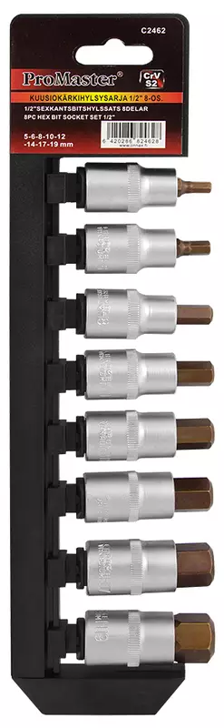 8 osainen Kuusiokulohylsysarja 1/2" vääntiöllä - Hylsysarjat - C2462 - 2