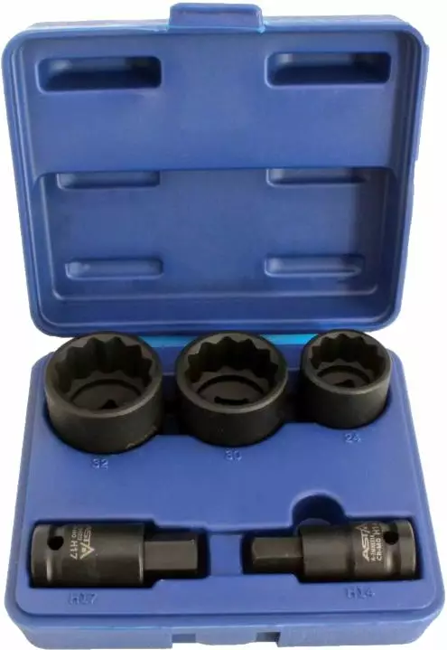Asta 1/2" 12pt voimahylsysarja 24, 30, 32mm / h14, h17 - Hylsysarjat - ASTA-HN512 - 1