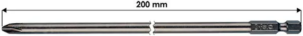 Erikoispitkä ruuvauskärki 200 mm PH2 - BITS-sarjat - 260-032-02202 - 1