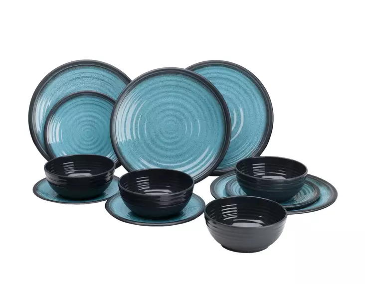 Flamefield melamiiniastiasto Granite Aqua, 12 osaa - Melamiiniastiastot ja aterimet - GA0112 - 1