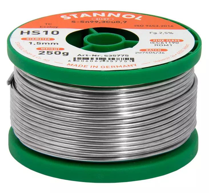 Juotostinarulla 1.5 mm 250 g HS10 - Juottimet ja kolvit - SA207312 - 2