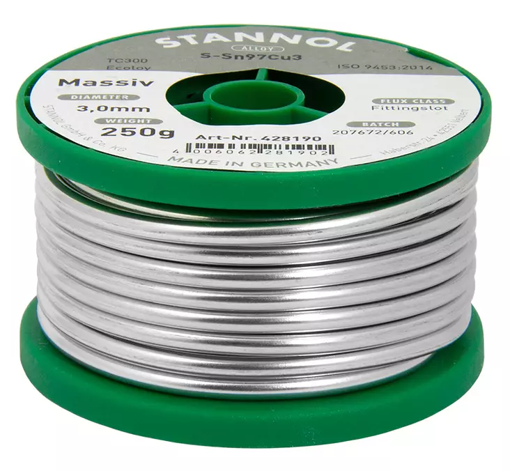 Juotostinarulla 3.0 mm 250 g massiv - Juottimet ja kolvit - SA207432 - 2