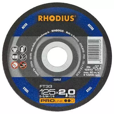 Katkaisulaikka 230x2,0x22,2 Teräkselle ja Yleiskäyttöön FT33 Rhodius - Katkaisulaikat - 283-60-332302 - 1