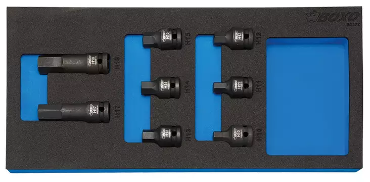 Konehylsysarja 1/2" kuusiokolo 10-19 mm Boxo - Hylsysarjat - 284-BX172 - 1